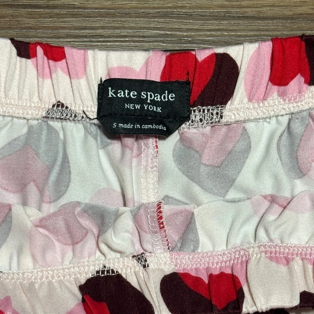 Kate Spade Heart Print Pajama Pants Pink Red Black Size S Soft Cute